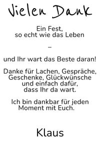 Danksagung Geburtstag: Weiß mit Foto