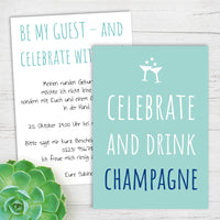 Celebrate and Drink Champagne – Geburtstag Einladungskarte mit Champagnergläsern | Stilvolle Einladung für Geburtstag, JGA & elegante Partys - Individuelle Einladung