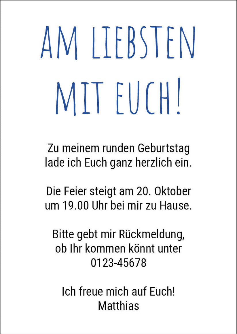 Einladung zum 30. Geburtstag Da muss ich erst mal ´ne Nacht drüber fe