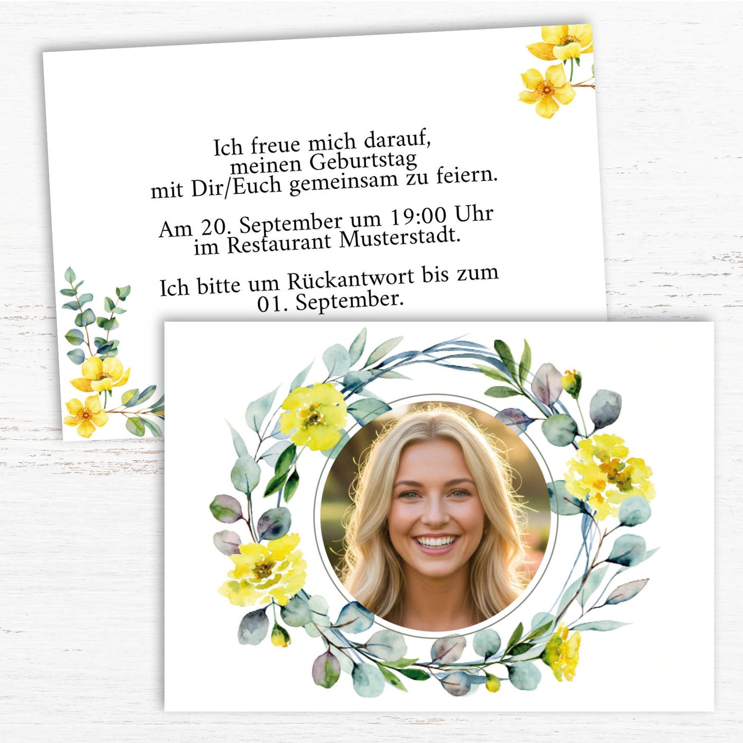 Einladung zum Geburtstag: Frühlingsduft mit Foto