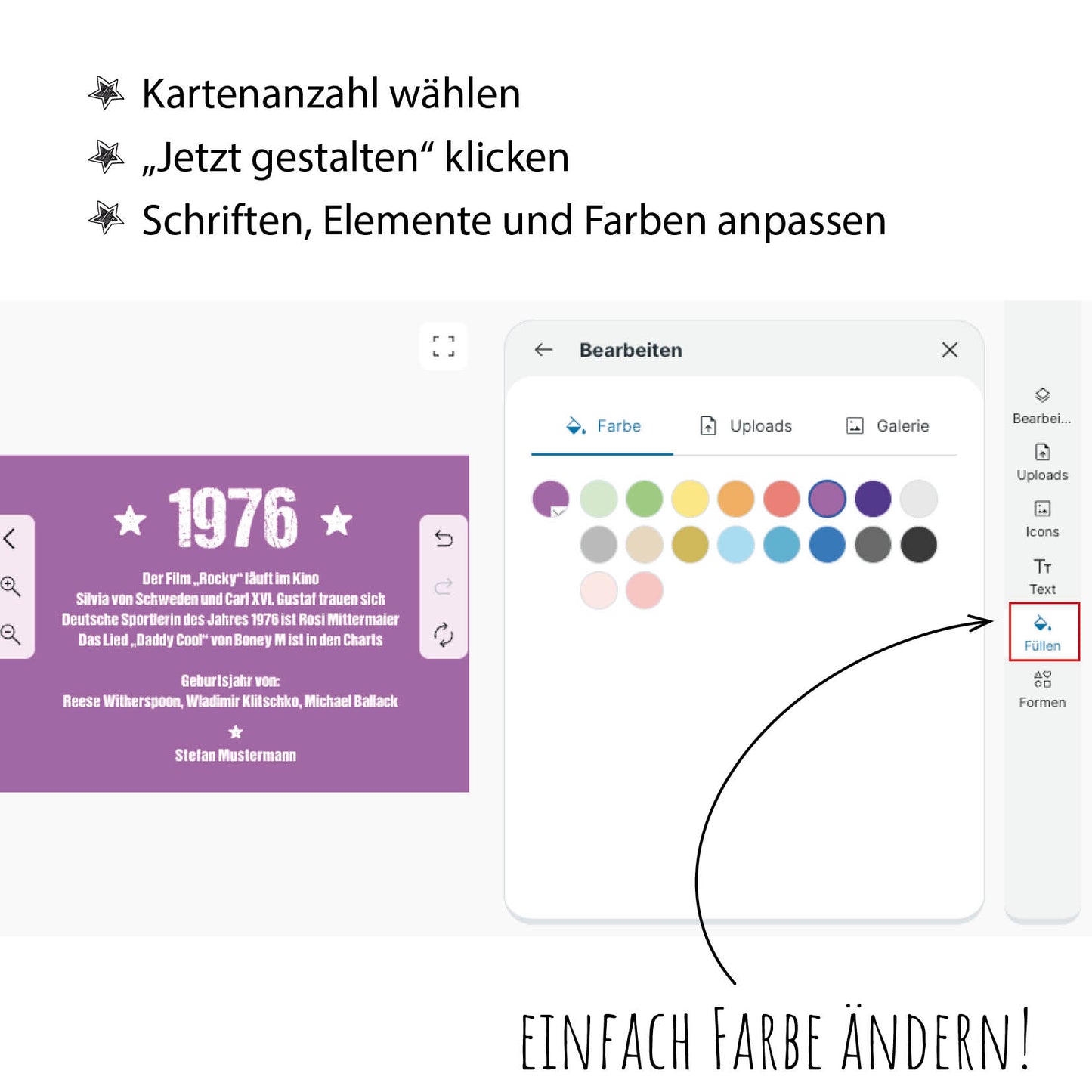Einladung zum 50. Geburtstag:  Ereignisse aus dem Jahr 1976