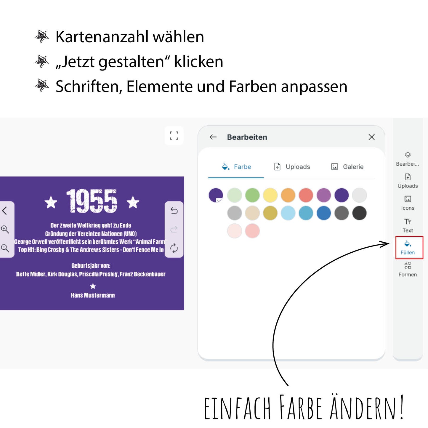 Einladung zum 70. Geburtstag:  Ereignisse aus dem Jahr 1955