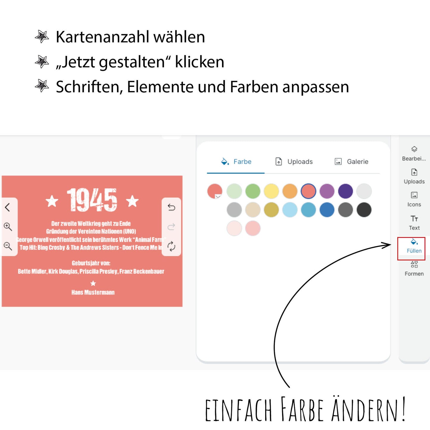 Einladung zum 80. Geburtstag:  Ereignisse aus dem Jahr 1945
