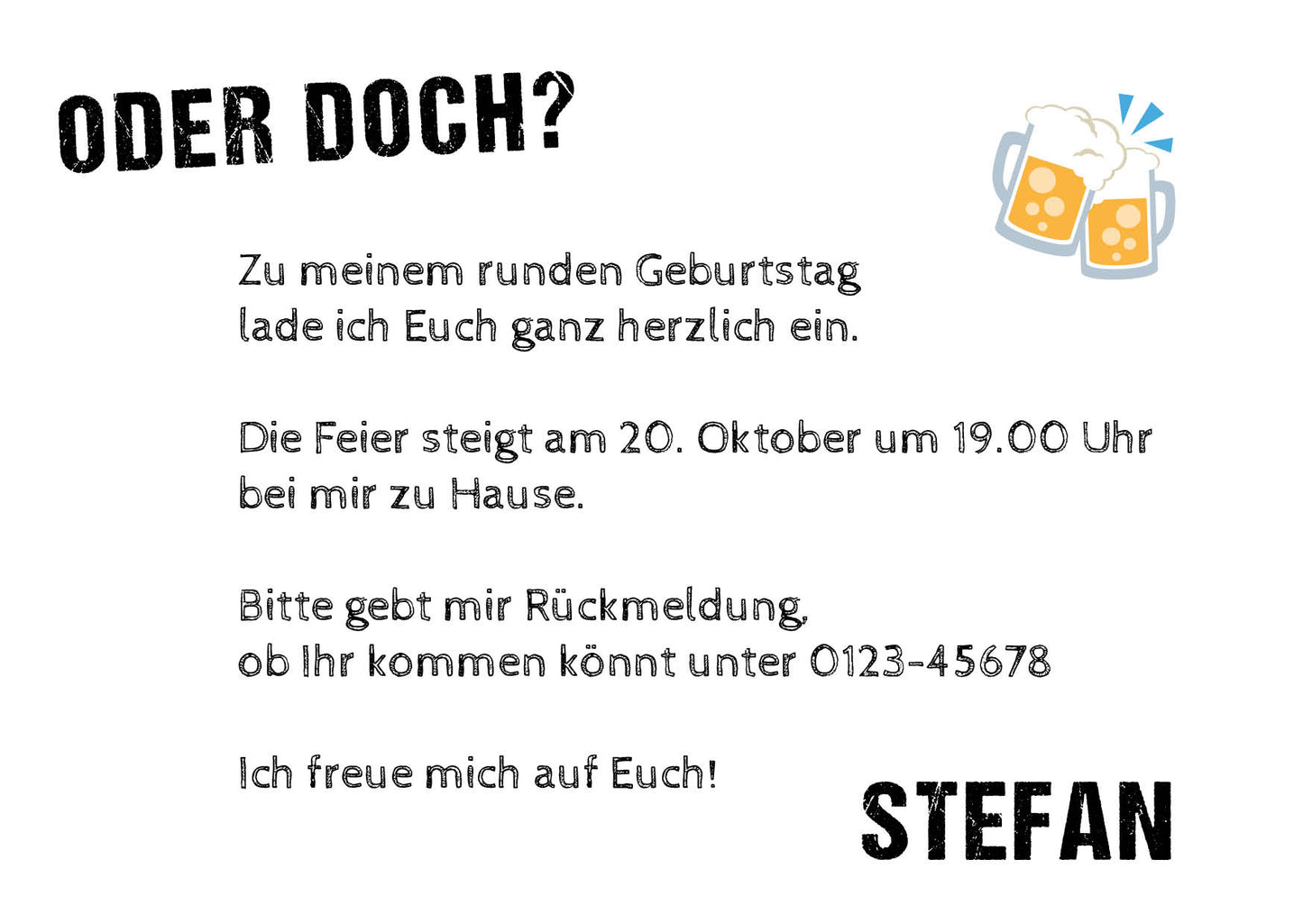 Einladung zum 50. Geburtstag:  FÜNFZ ICH doch nicht!