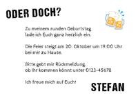 Einladung zum 50. Geburtstag:  FÜNFZ ICH doch nicht!