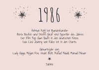 Einladung zum 40. Geburtstag:  Ereignisse aus dem Jahr 1986 - weiß