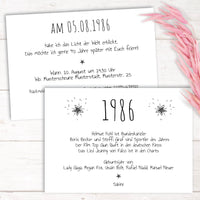 Einladung zum 40. Geburtstag:  Ereignisse aus dem Jahr 1986 - weiß