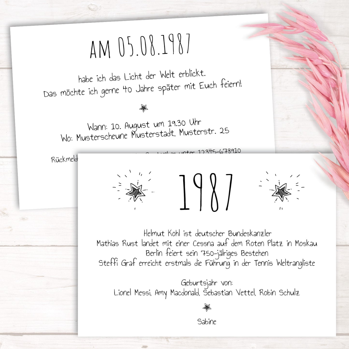 Einladung zum 40. Geburtstag 1987 – personalisierbar | Individuelle Einladung