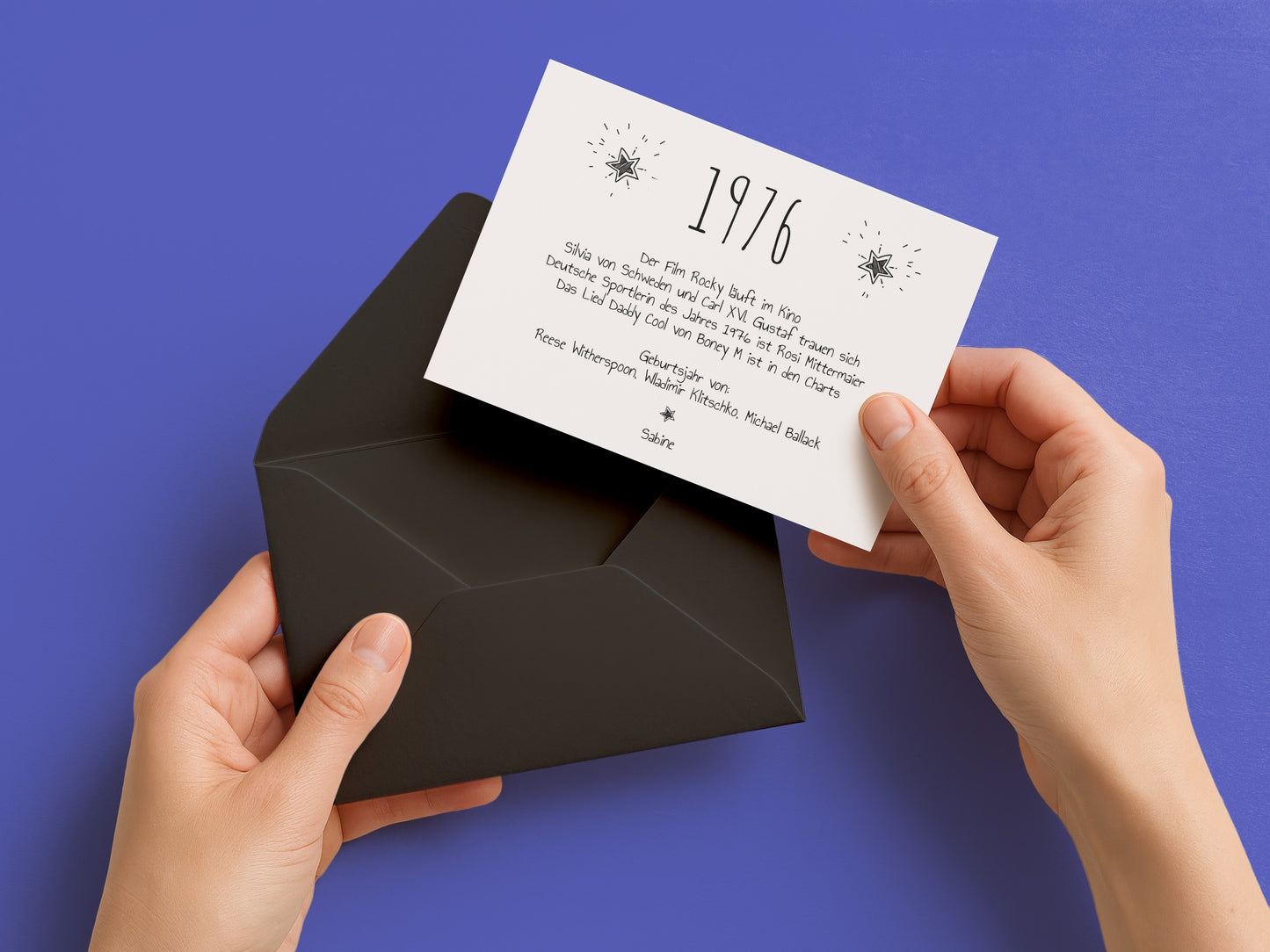 Einladung zum 50. Geburtstag:  Ereignisse aus dem Jahr 1976 - weiß - Individuelle Einladung