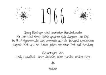 Einladung zum 60. Geburtstag:  Ereignisse aus dem Jahr 1966 - weiß