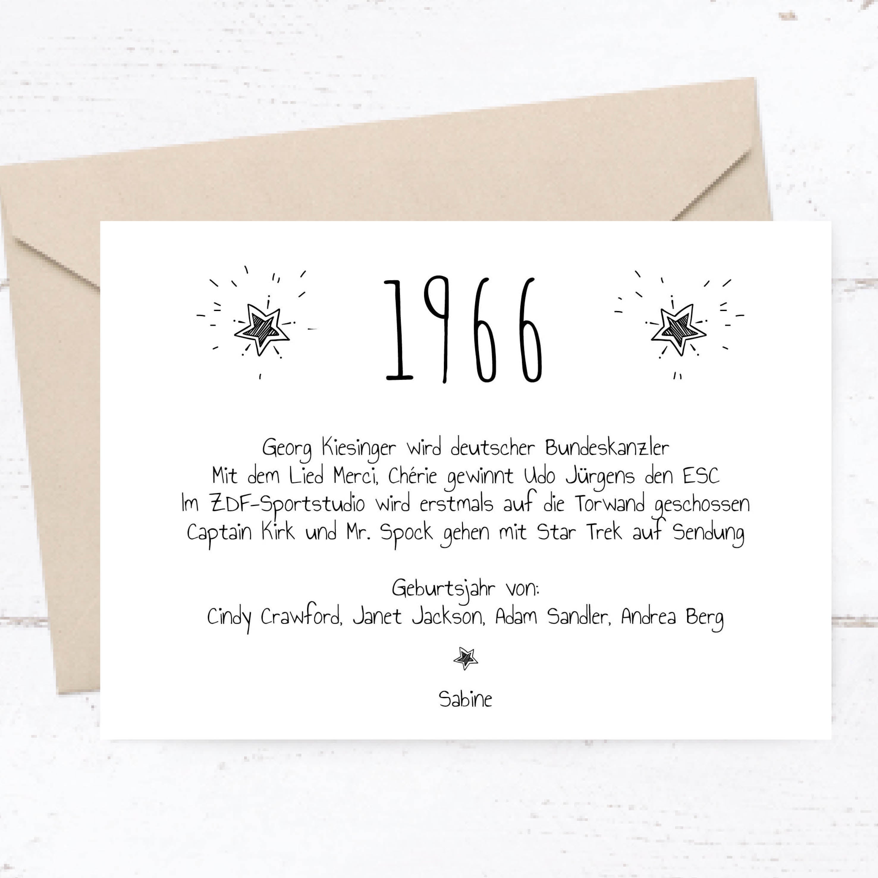 Einladung zum 60. Geburtstag:  Ereignisse aus dem Jahr 1966 - weiß