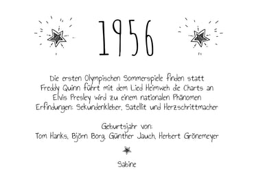 Einladung zum 70. Geburtstag:  Ereignisse aus dem Jahr 1956 - weiß