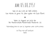 Einladung zum 70. Geburtstag 1957 – personalisierbar | Individuelle Einladung