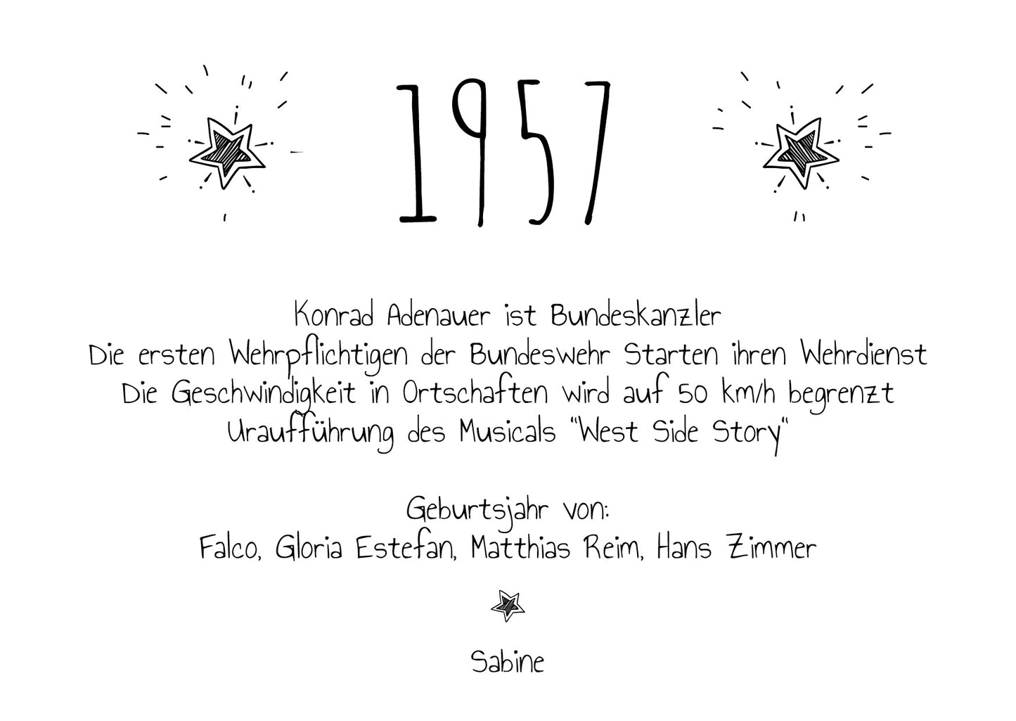 Einladung zum 70. Geburtstag 1957 – personalisierbar | Individuelle Einladung