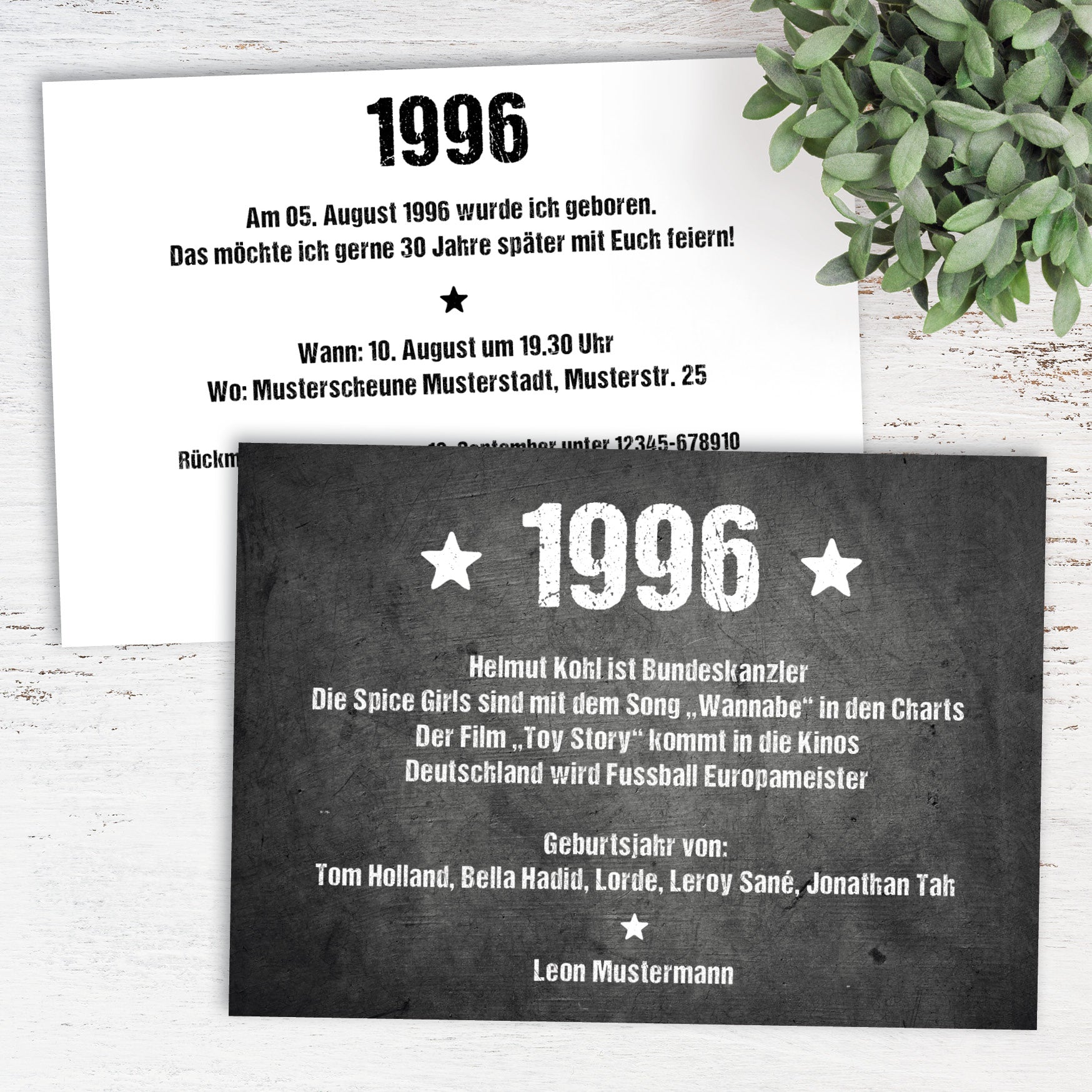 Einladung zum 30. Geburtstag:  Ereignisse aus dem Jahr 1996