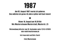 Einladung zum 40. Geburtstag 1987 – personalisierbar | Individuelle Einladung