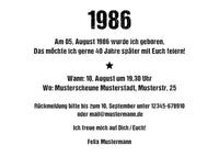 Einladung zum 40. Geburtstag:  Ereignisse aus dem Jahr 1986
