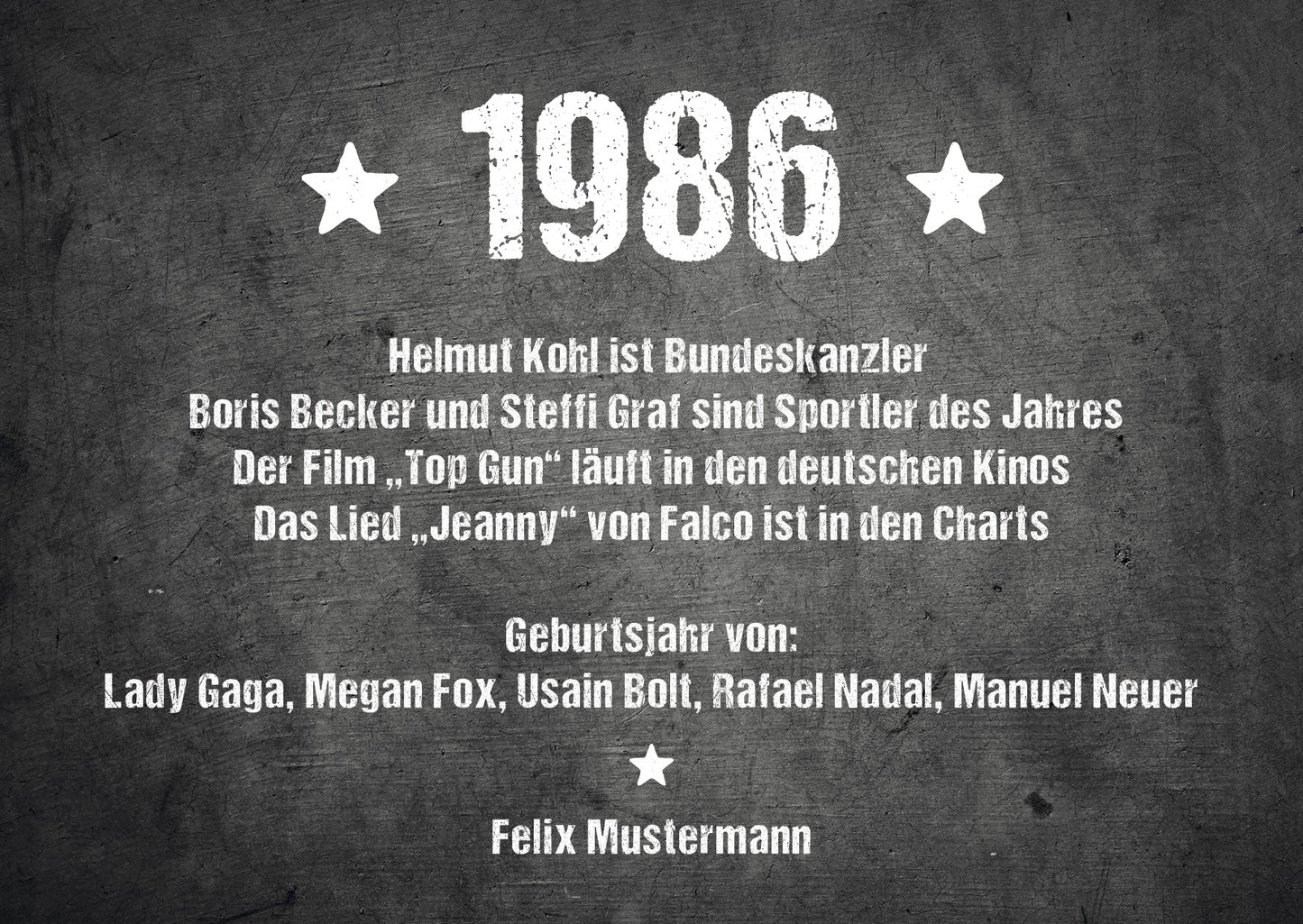 Einladung zum 40. Geburtstag:  Ereignisse aus dem Jahr 1986
