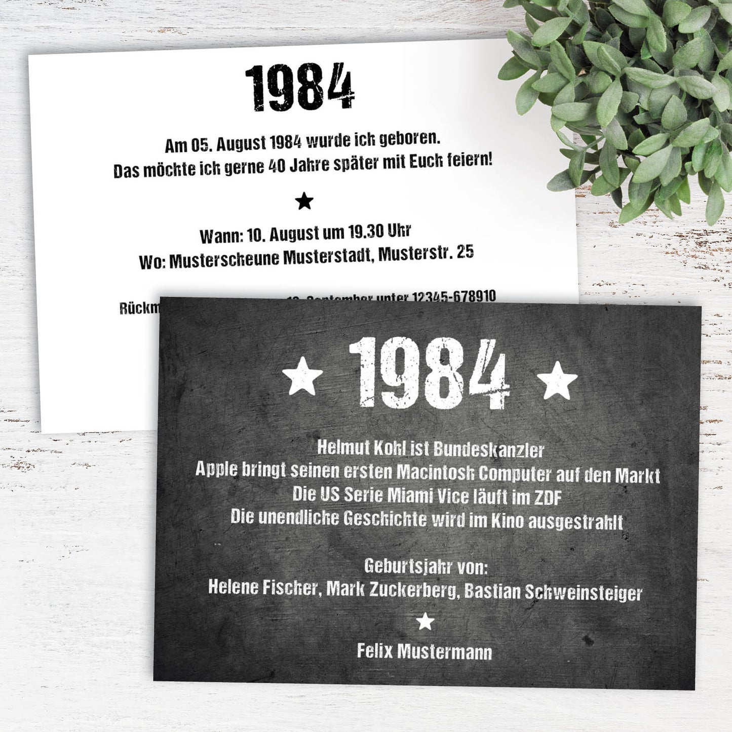 Einladung zum 40. Geburtstag:  Ereignisse aus dem Jahr 1984 Individuelle Einladung