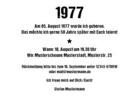 Einladung zum 50. Geburtstag 1977 – personalisierbar | Individuelle Einladung