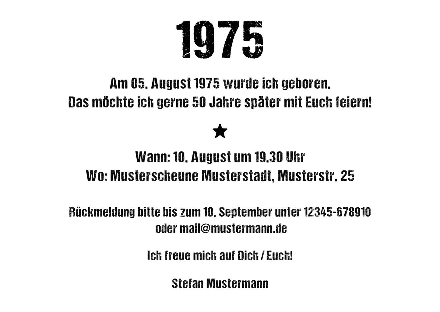Einladung zum 50. Geburtstag:  Ereignisse aus dem Jahr 1975