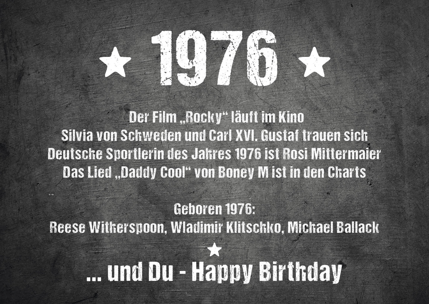 50 Geburtstag Postkarte – Retro Geburtstagskarte 1976 im DIN A6 Format mit Spruch