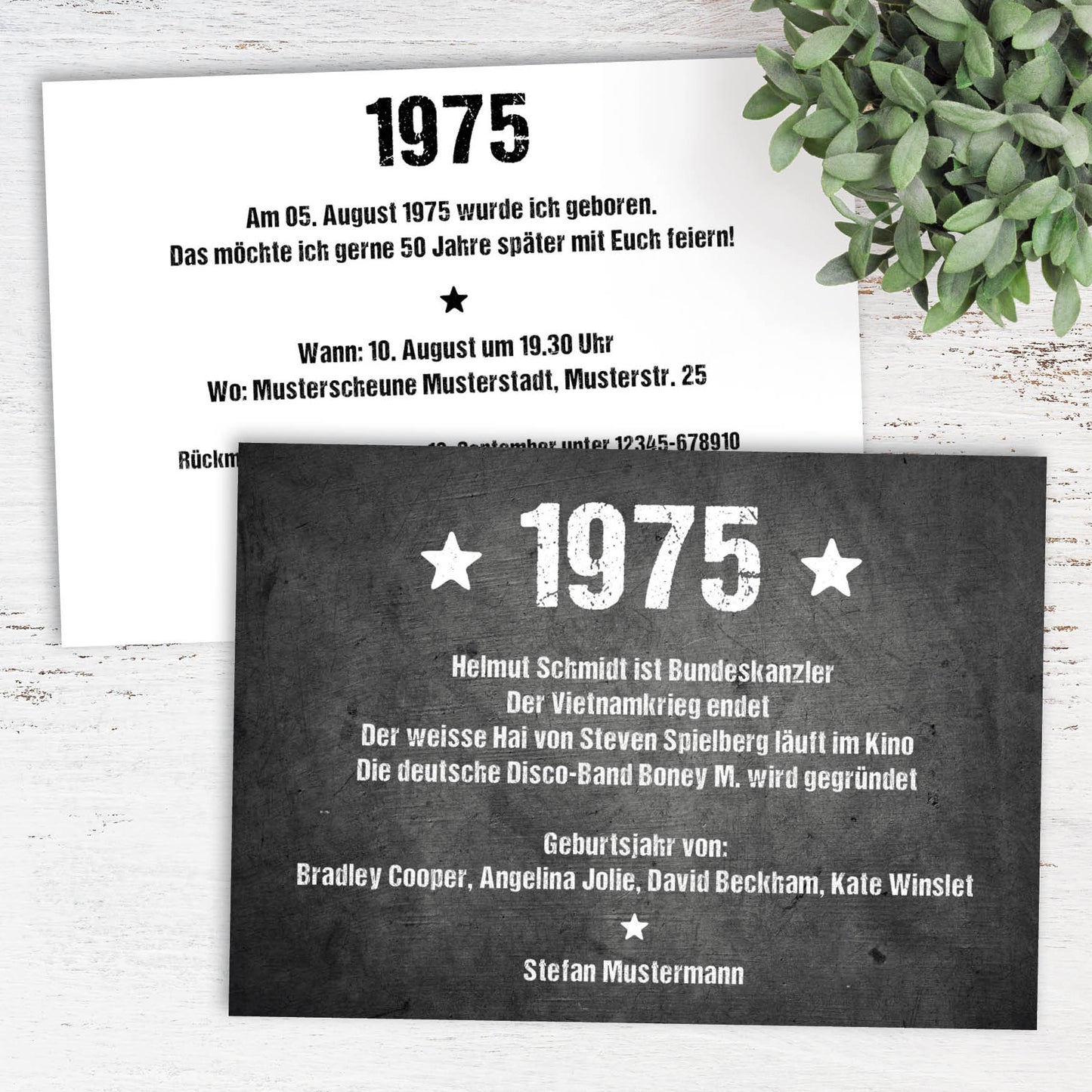 Einladung zum 50. Geburtstag:  Ereignisse aus dem Jahr 1975