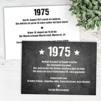 Einladung zum 50. Geburtstag:  Ereignisse aus dem Jahr 1975