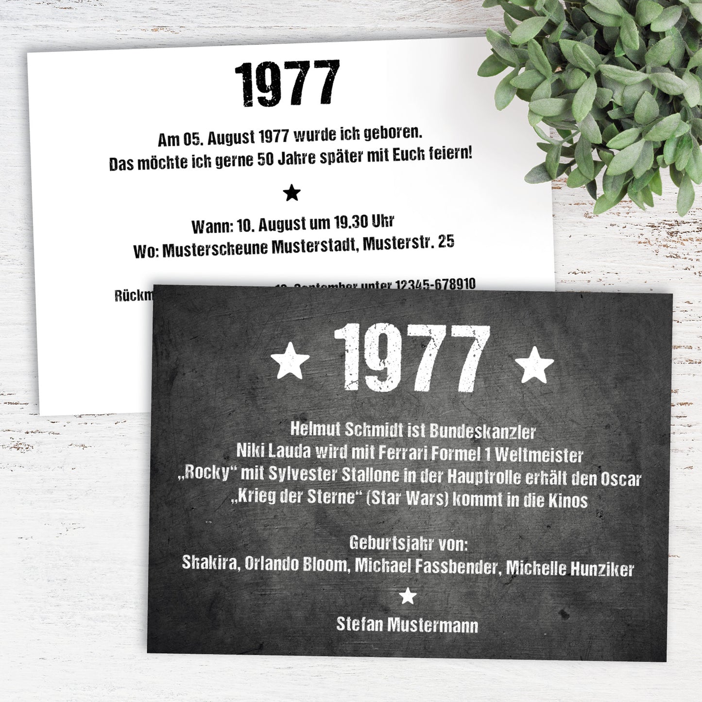 Einladung zum 50. Geburtstag 1977 – personalisierbar | Individuelle Einladung