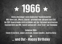 Glückwunsch Postkarte zum 60. Geburtstag – Ereignisse aus 1966