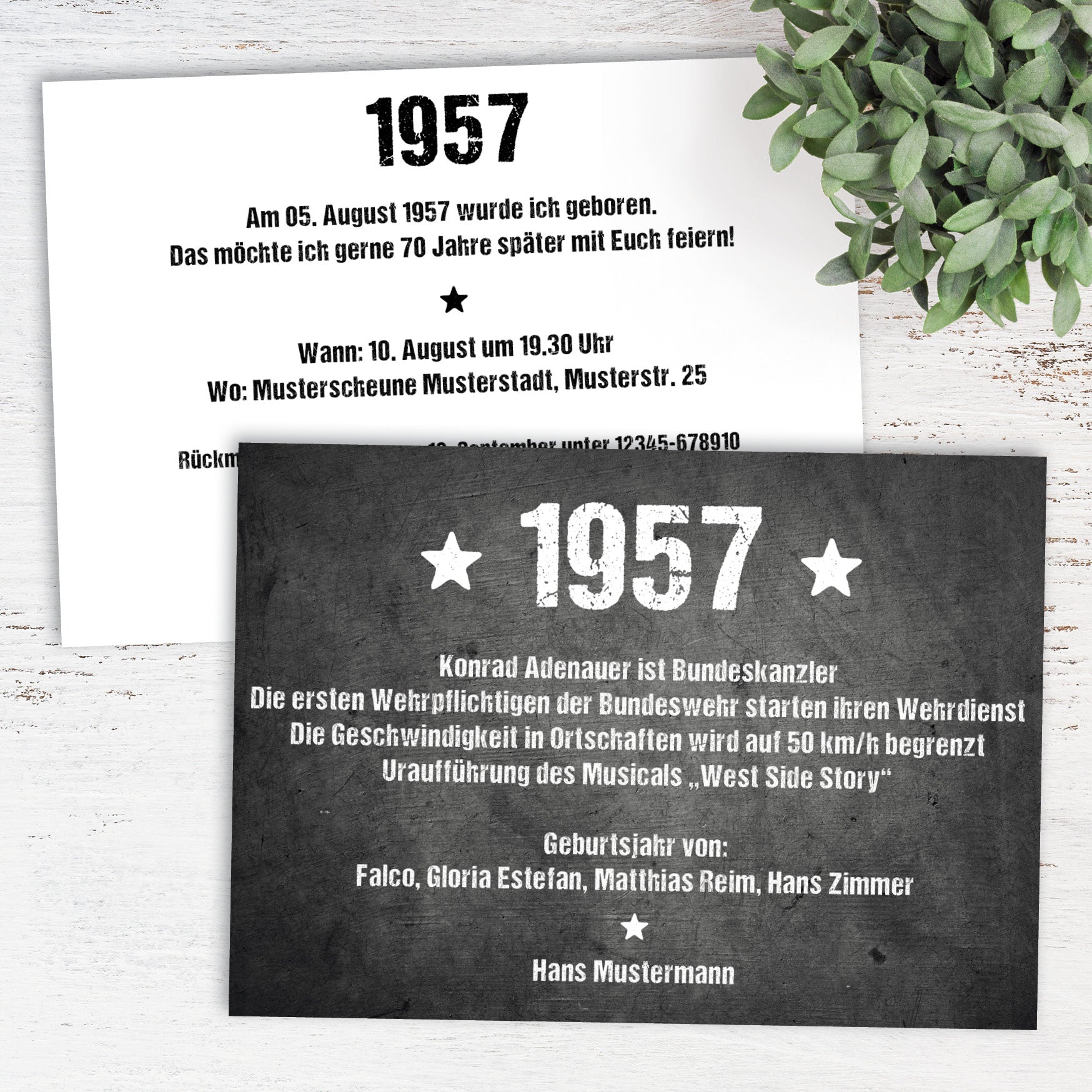 Einladung zum 70. Geburtstag: Ereignisse aus dem Jahr 1957