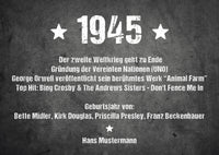 Einladung zum 80. Geburtstag:  Ereignisse aus dem Jahr 1945