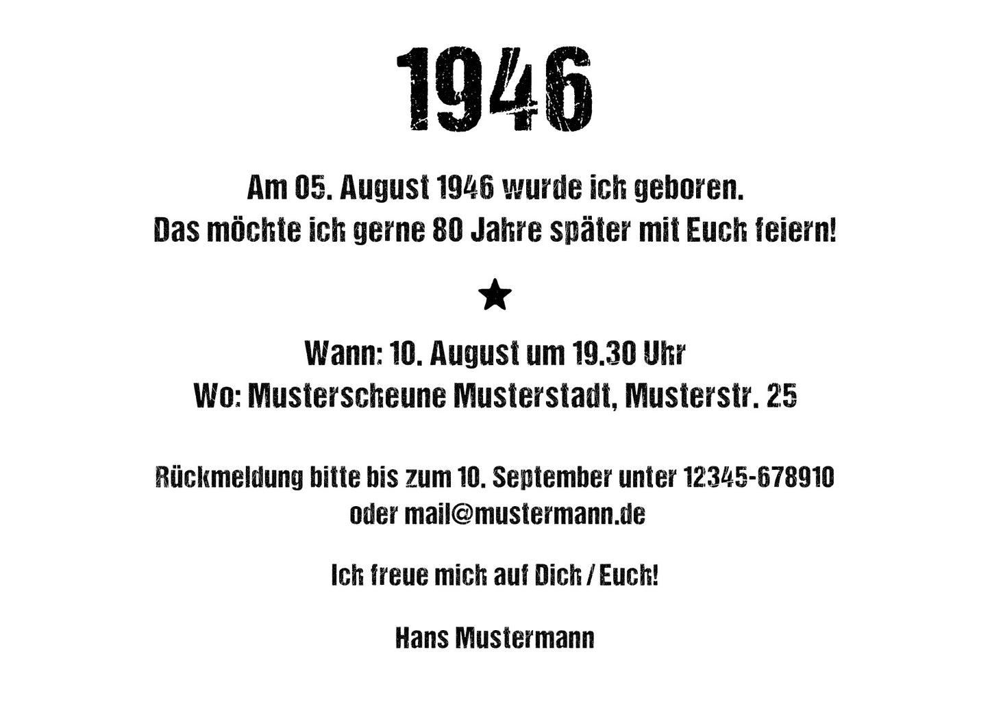 Einladung zum 80. Geburtstag:  Ereignisse aus dem Jahr 1946