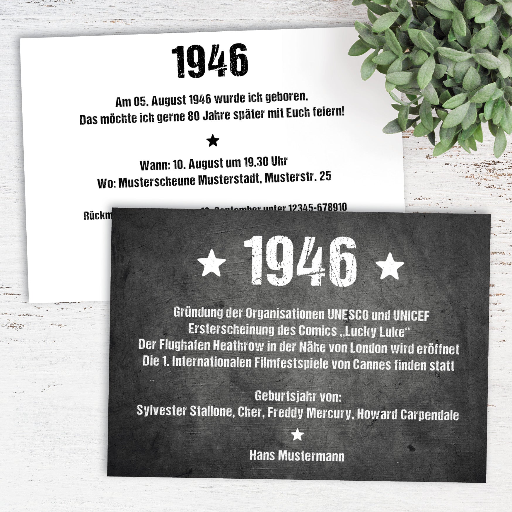 Einladung zum 80. Geburtstag:  Ereignisse aus dem Jahr 1946