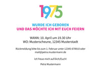 Einladung zum 50. Geburtstag: Jahreszahl 1975