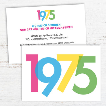Einladung zum 50. Geburtstag: Jahreszahl 1975