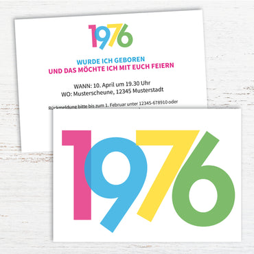 Einladung zum 50. Geburtstag: Jahreszahl 1976