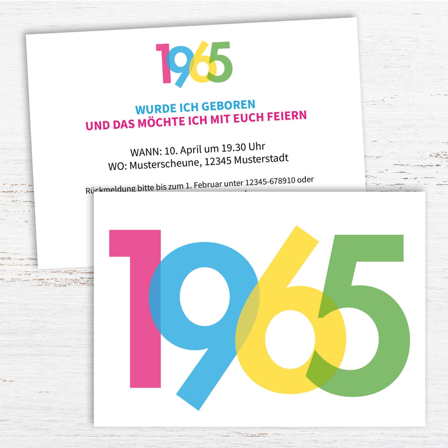 Einladung zum 60. Geburtstag: Jahreszahl 1965