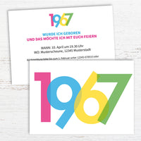 Einladung zum 60. Geburtstag: Jahreszahl 1967