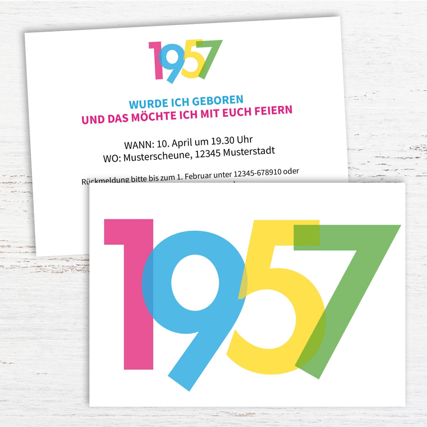 Einladung zum 70. Geburtstag: Jahreszahl 1957