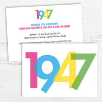 Einladung zum 80. Geburtstag: Jahreszahl 1947