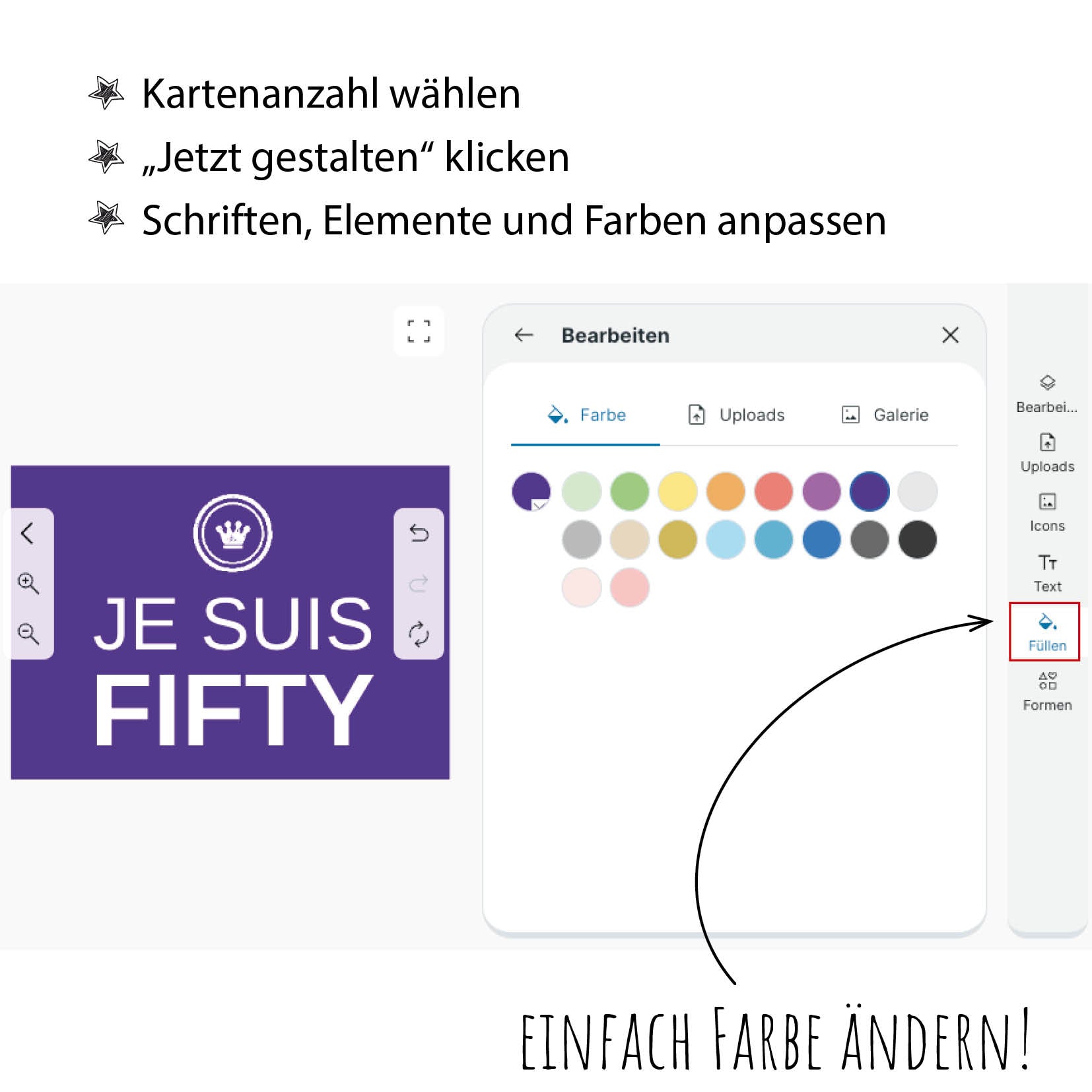 Einladung zum 50. Geburtstag: JE SUIS FIFTY - Individuelle Einladung