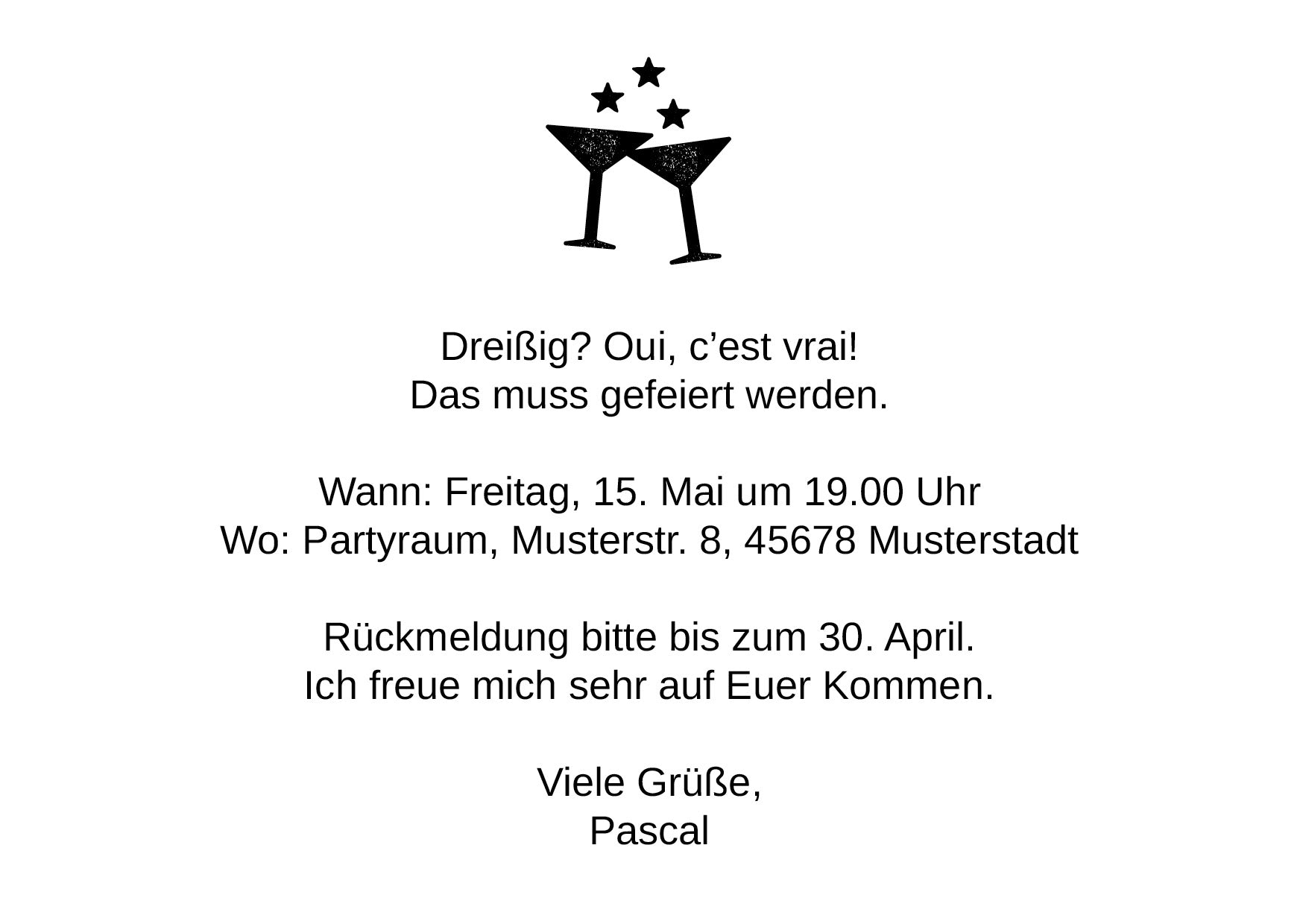 Einladung zum 30. Geburtstag: JE SUIS THIRTY - Individuelle Einladung