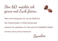 Einladung zum 60. Geburtstag: Kaffee Bohnen - Individuelle Einladung