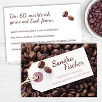 Einladung zum 60. Geburtstag: Kaffee Bohnen - Individuelle Einladung