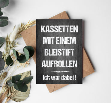 Einladung zum Geburtstag: Kassetten mit einem Bleistift aufrollen - Ich war dabei! 😉 - Individuelle Einladung