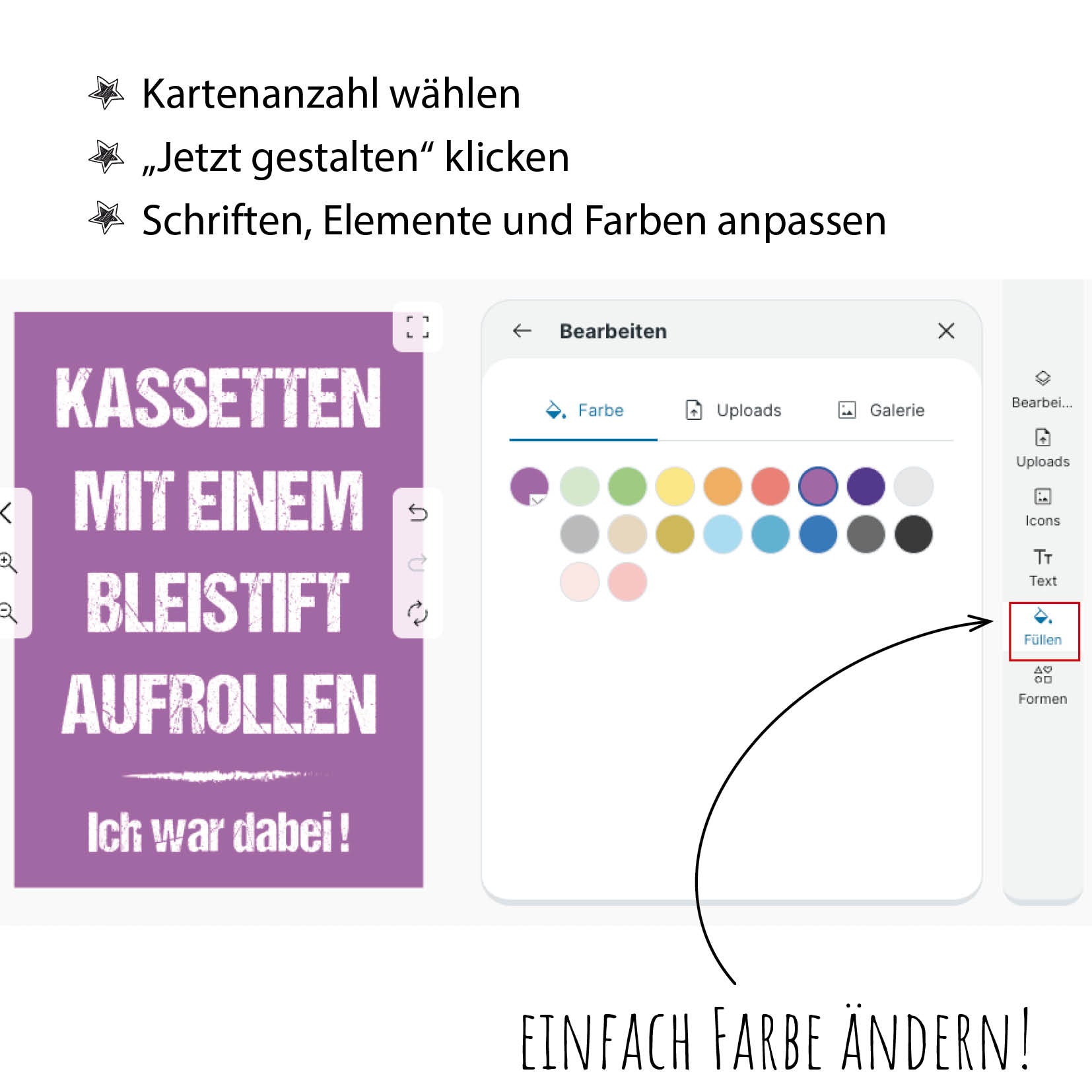 Einladung zum Geburtstag: Kassetten mit einem Bleistift aufrollen - Ich war dabei! 😉 - Individuelle Einladung