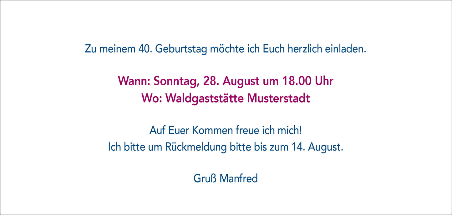 Einladung zum 40. Geburtstag: Kerzen Strichliste