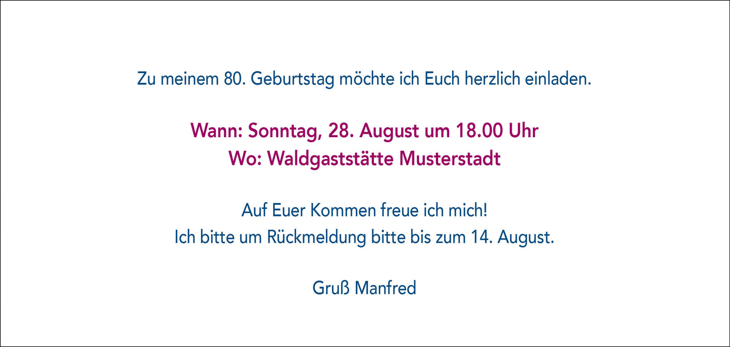 Einladung zum 80. Geburtstag: Kerzen Strichliste