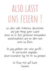 Einladung zum 60. Geburtstag: Lebensfreude hat kein Verfallsdatum